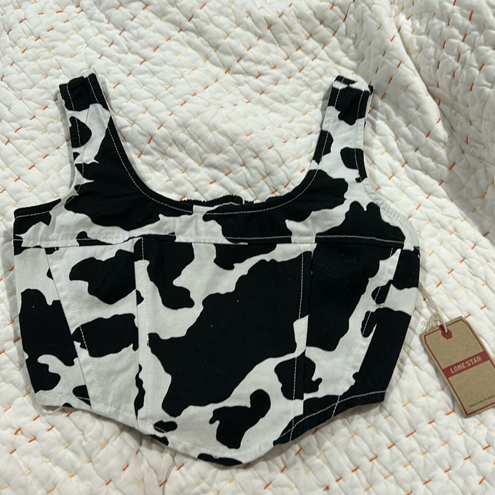 Cow print corset top